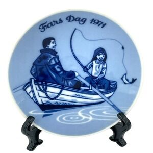 Porsgrund 1971 Fathers Day Plate First Issue Limited Edition Norway Blue Boat